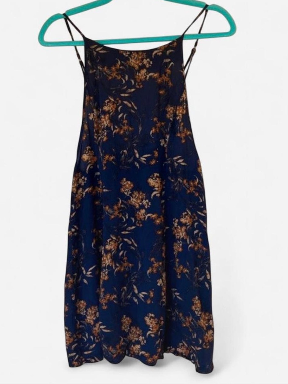 Free People Navy Floral Slip Dress with Floral Print